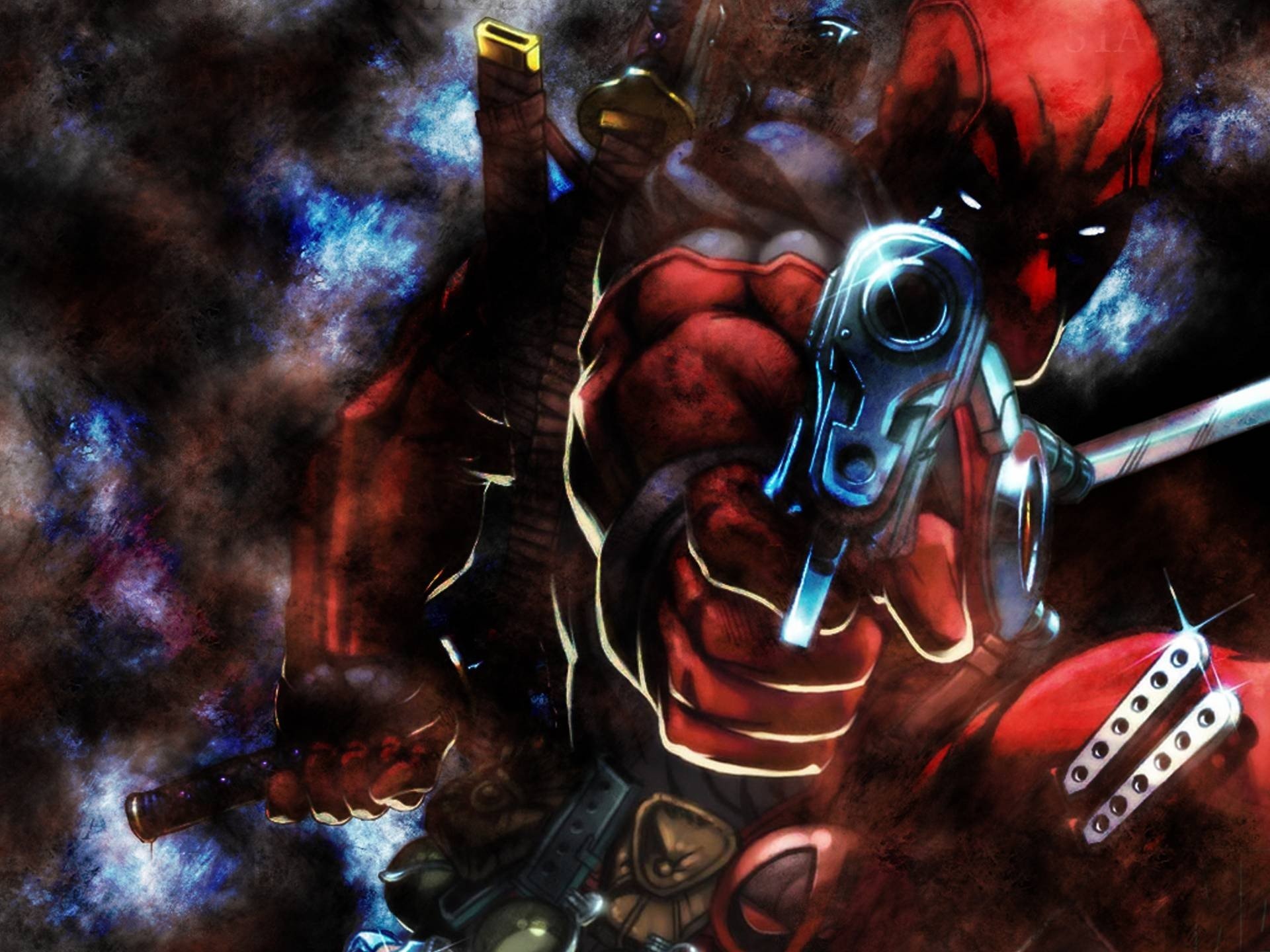 deadpool marvel komiksy pistolet ninja heroes