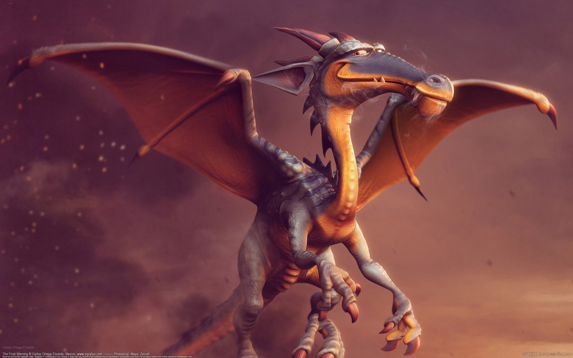 art carlos ortega elizalde dragon wings smoke