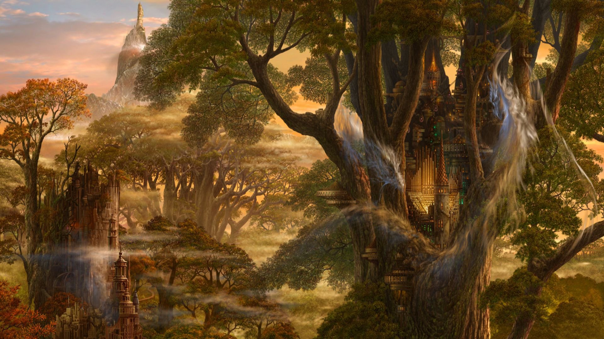 art ucchiey kazamasa uchio science-fiction fantasy arbres château dragon