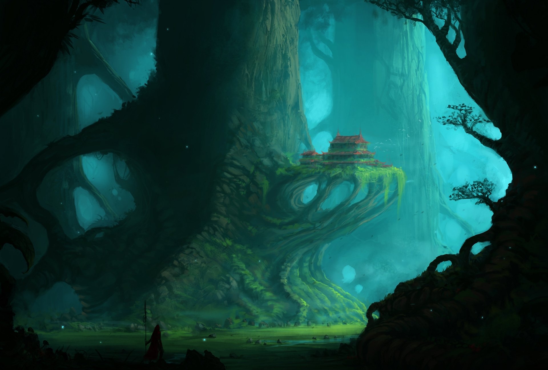 arte blinck bosque árboles gigante casa viajero