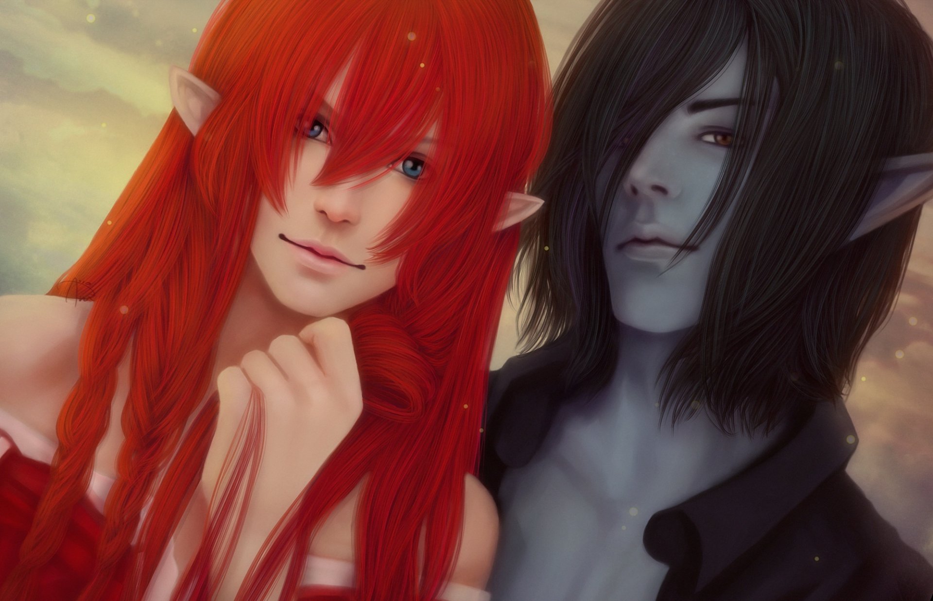 girl guy elf elf redhead ears couple braid