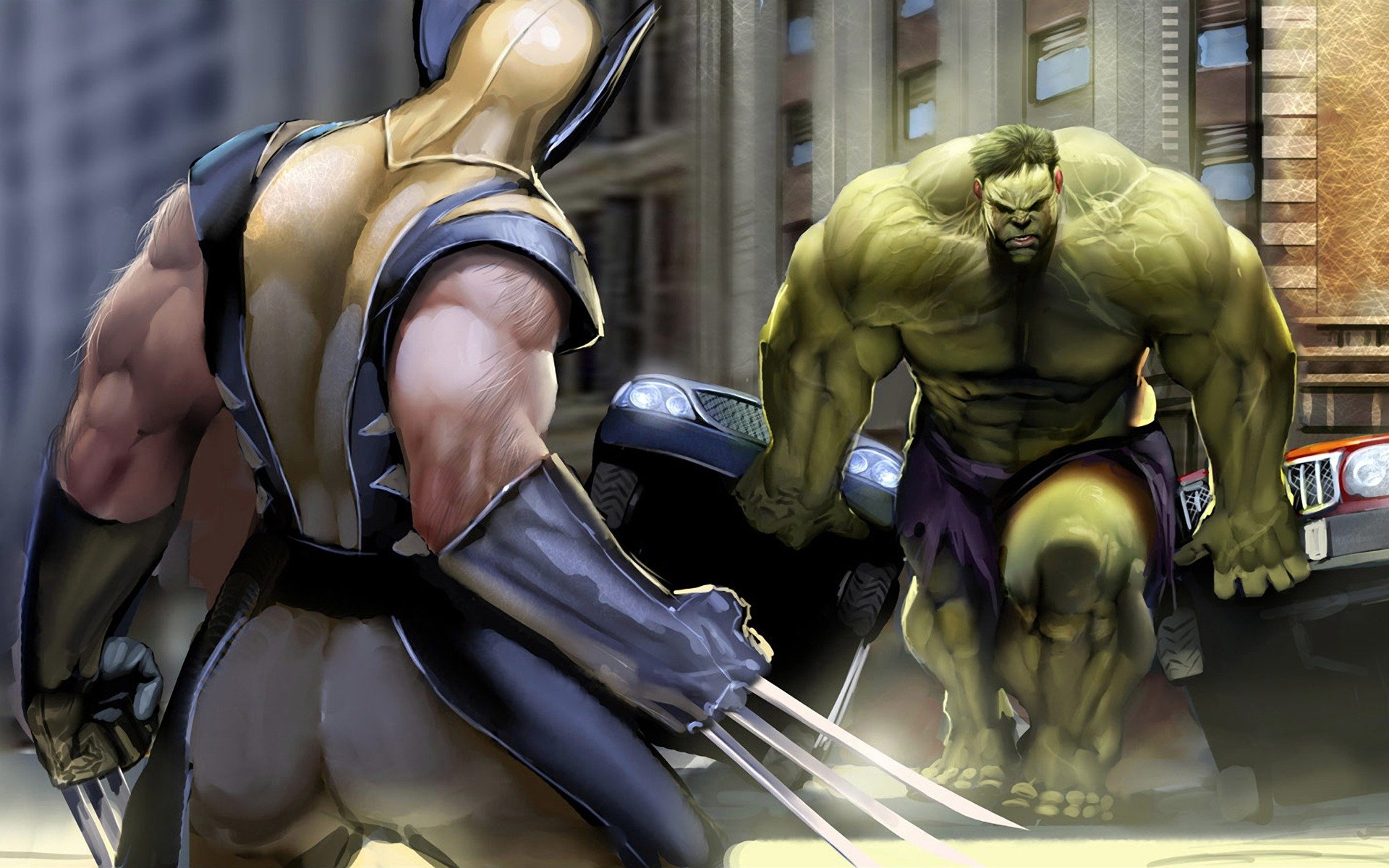 wolverine hulk marvel comics wolverine battle claws comics confrontation power super heroes superheroe