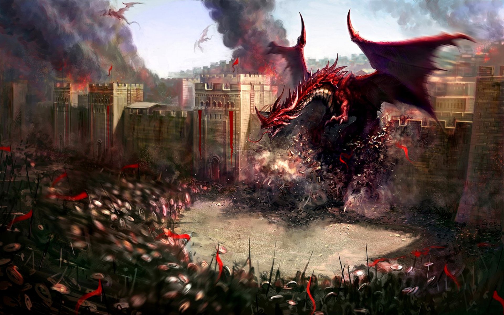 dragons soldats destruction forteresse