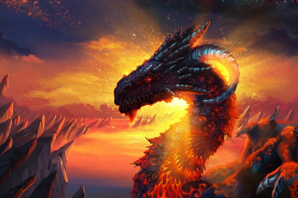 Dragon in the sunset