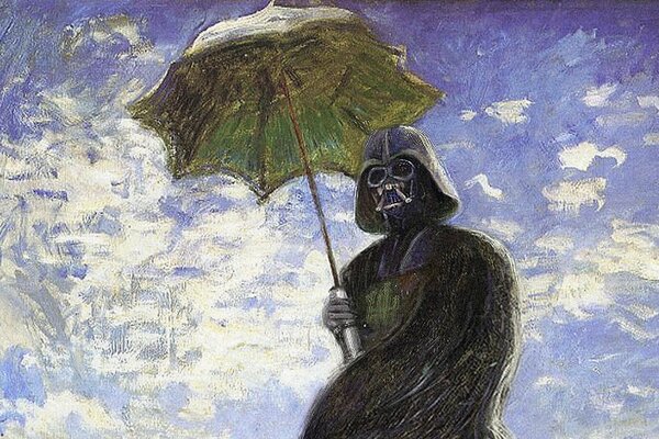 Ölgemälde: Darth Vader mit Regenschirm