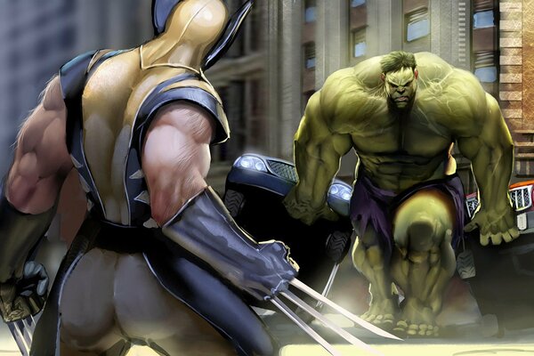 Confrontation entre Wolverine et Hulk