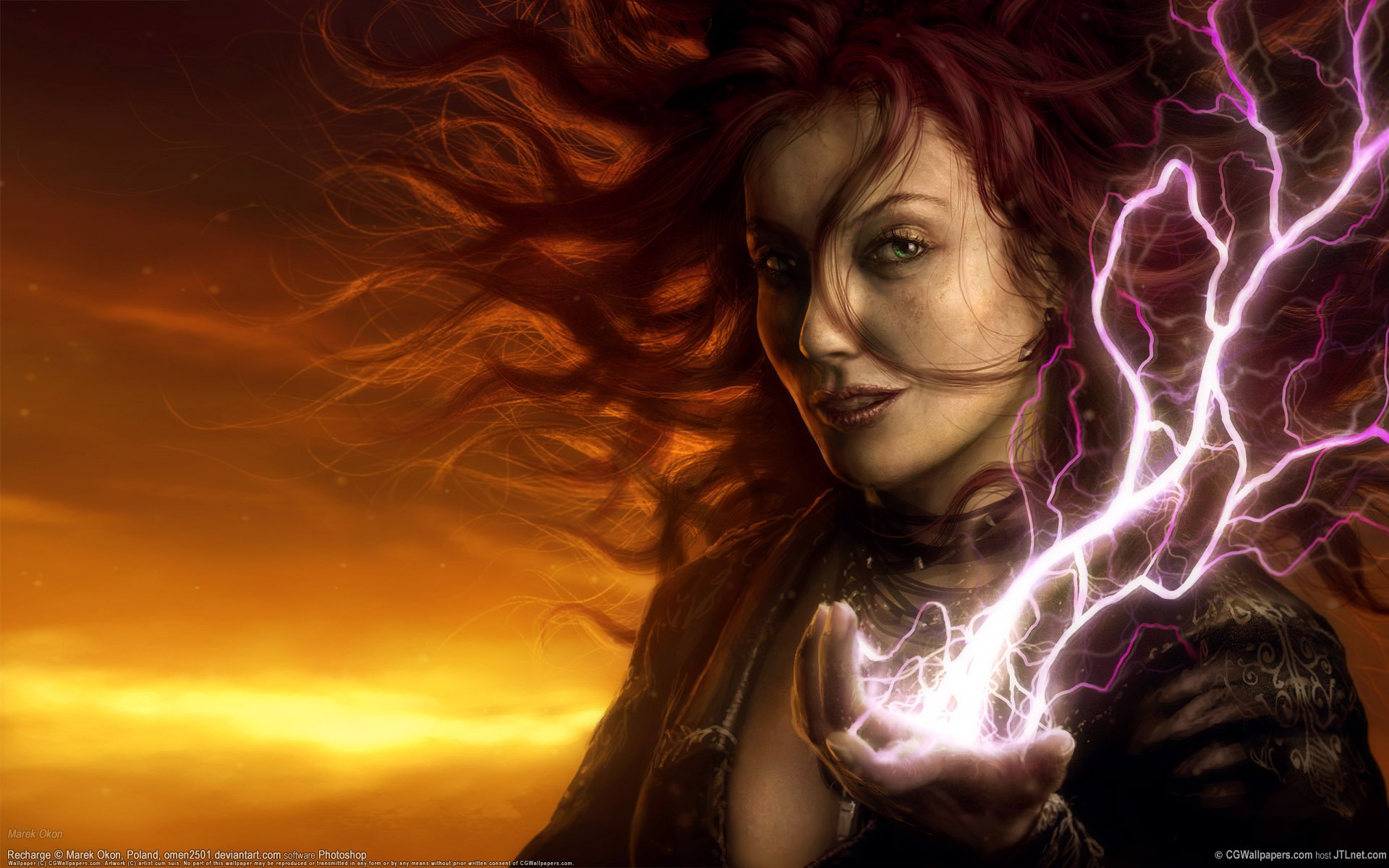 red-haired witch witch witchcraft magic lightning