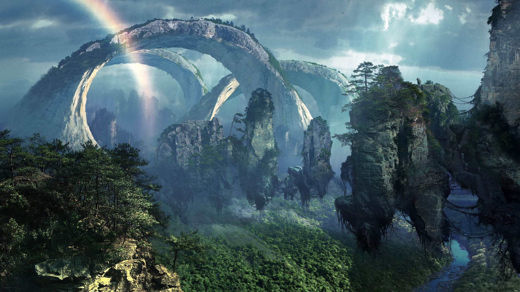 avatar pandora steine berge fliegen inseln dschungel