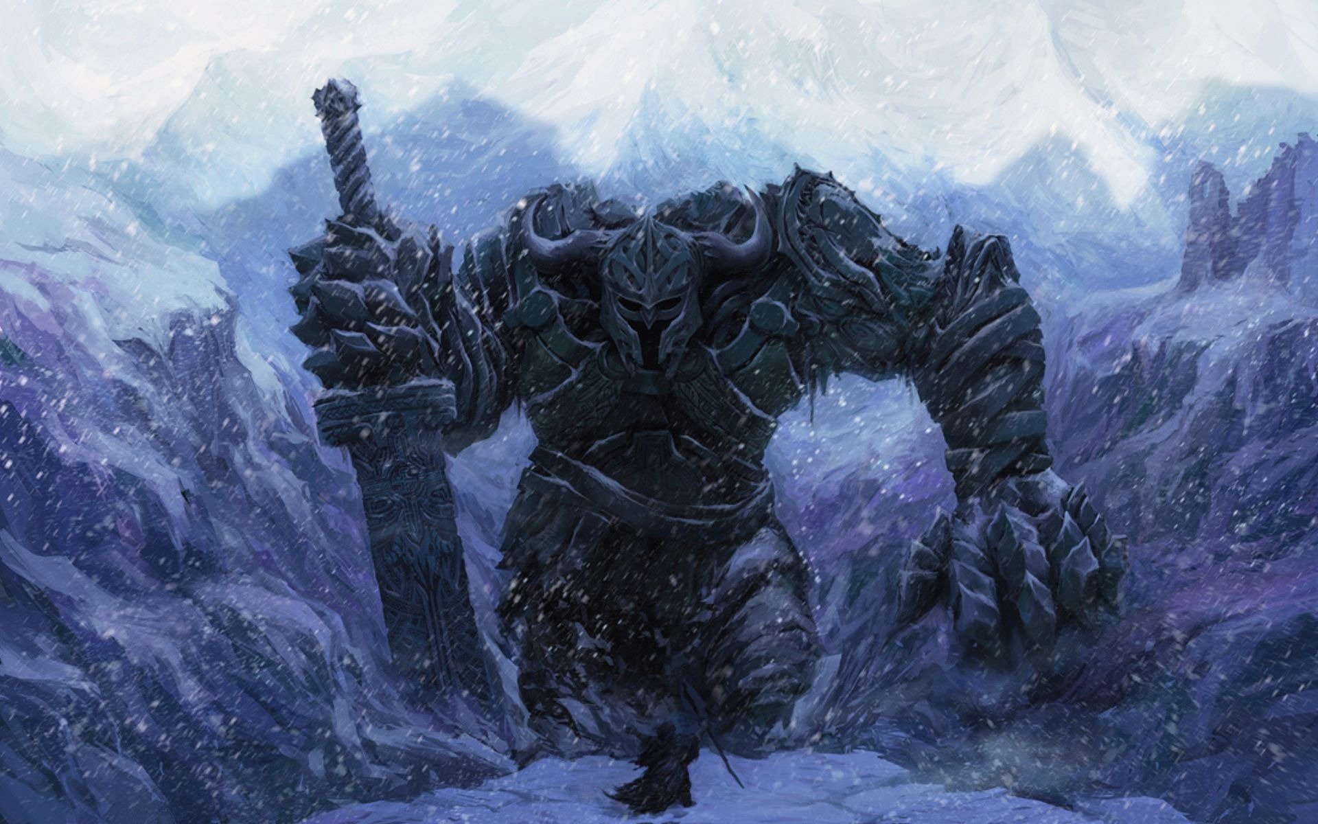 hiver homme géant guerrier neige épée