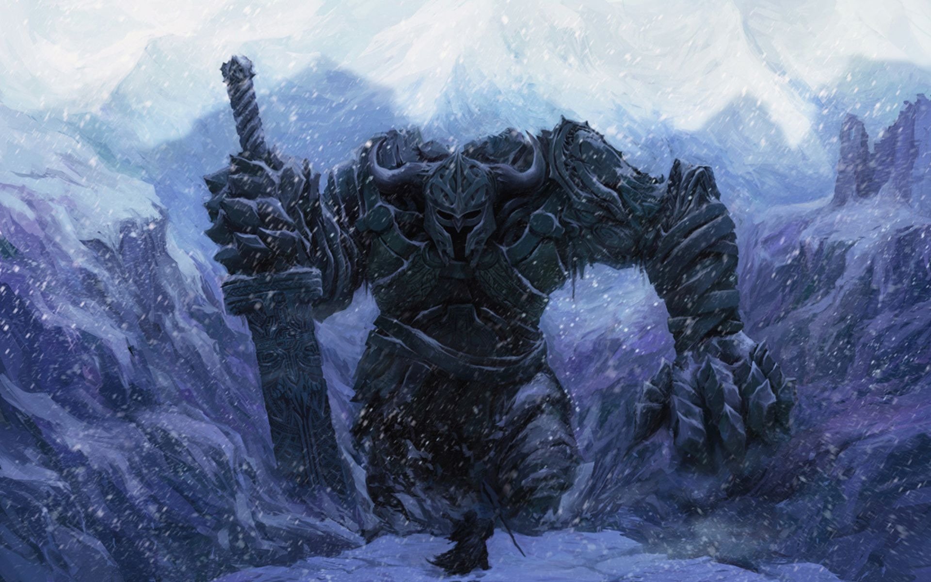 winter man giant warrior snow sword