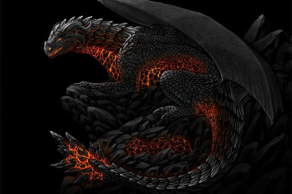Criatura mítica dragón de lava