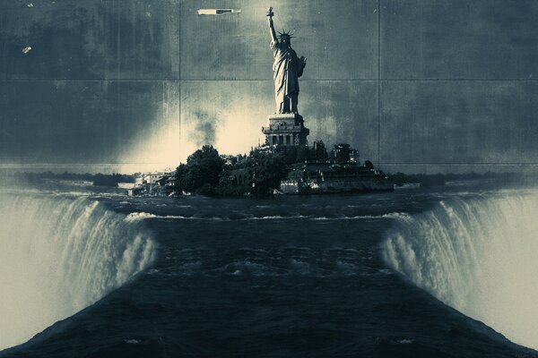 La estatua de la libertad se eleva sobre el abismo
