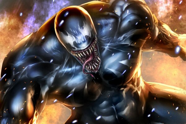 Venom se avecina con la boca abierta