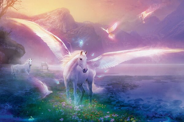 Fantastische Pegasus im magischen Land