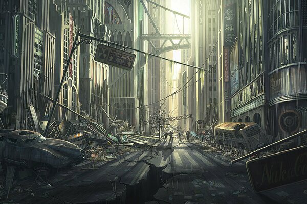 A ruined city. The last survivors