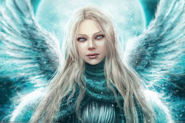 Blonde girl with angel wings