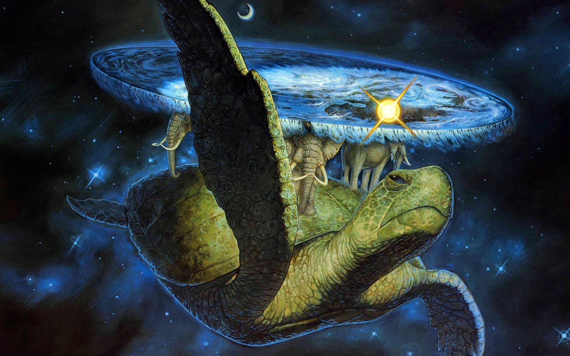 mundo plano de terry pratchett tortuga elefantes espacio fantasía