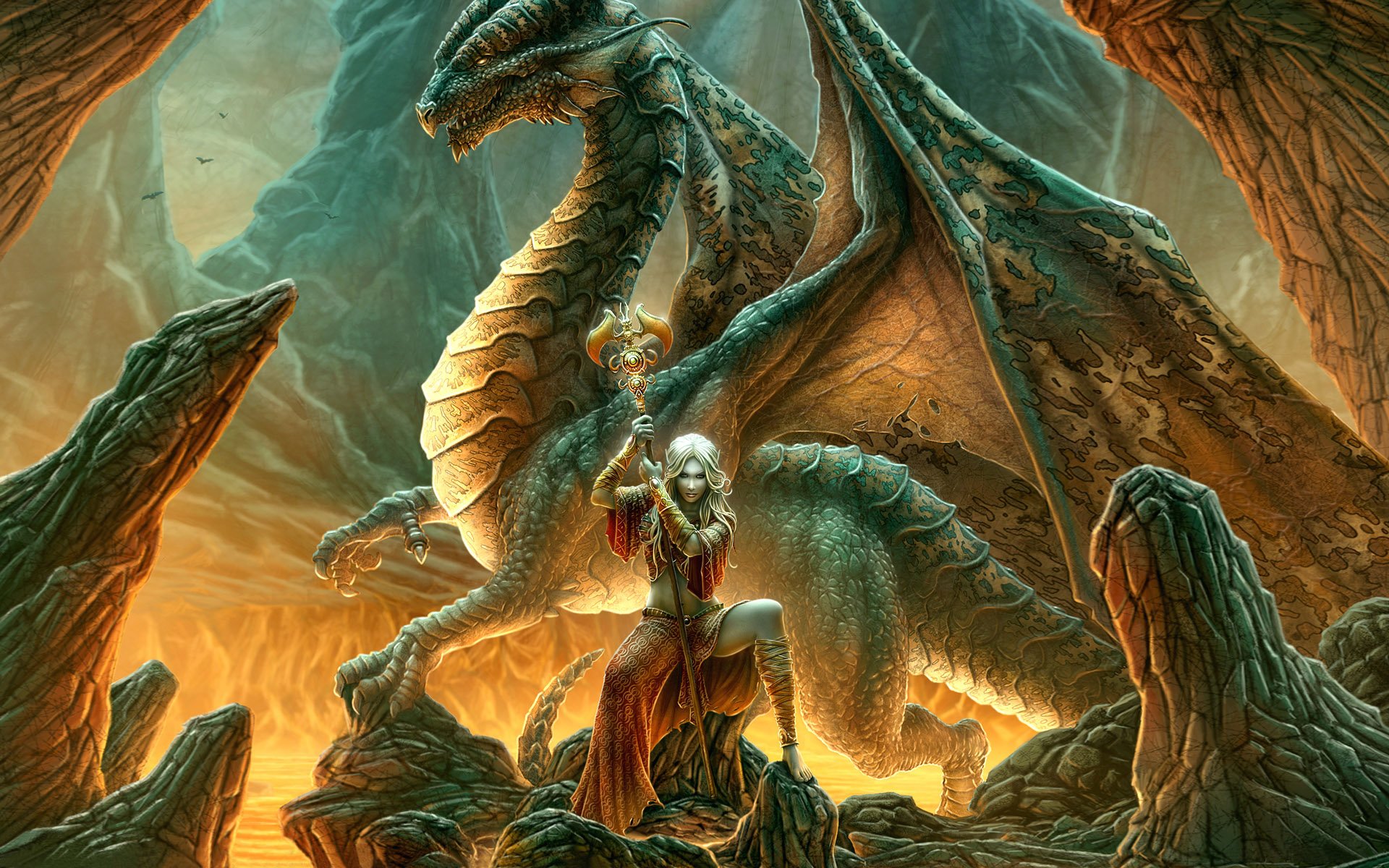 fantasía chica dragón elfo varita kerem beyit