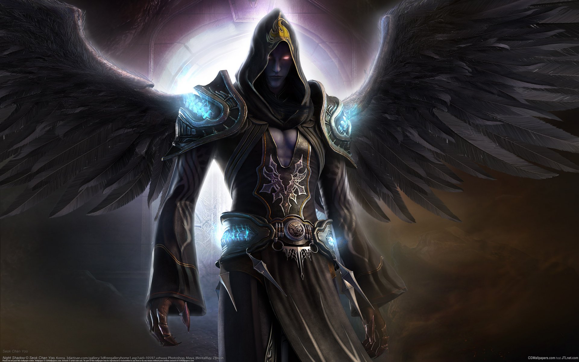 eok chan yu cg wallpaper wings dark angel gate dark angel