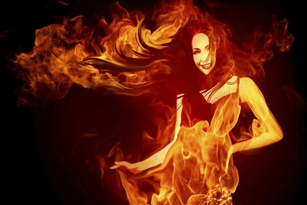 Image of a girl from a fiery flame