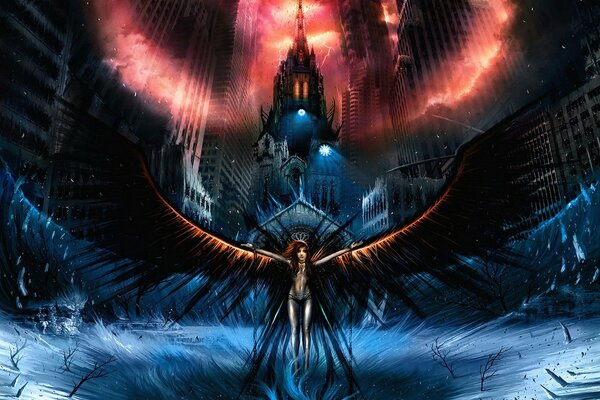 Dark city and angel girl