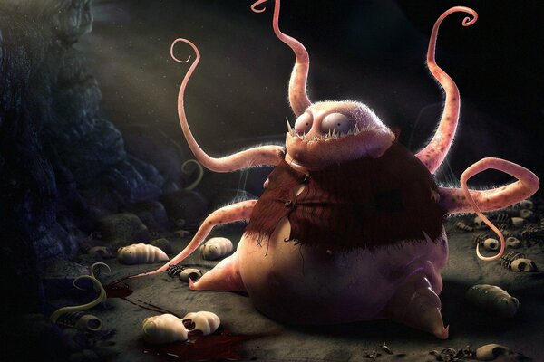 Fat scary monster with tentacles