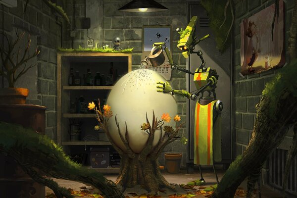 Robot podlewa jajko