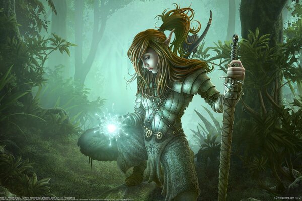 Forest wizard - elf with a sword