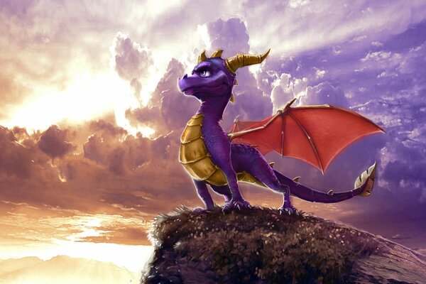 Dessin pour enfants dragon violet