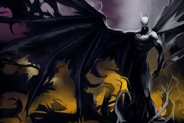 Batman is a dark knight with wings