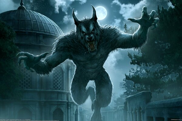 A werewolf attacks on a full moon