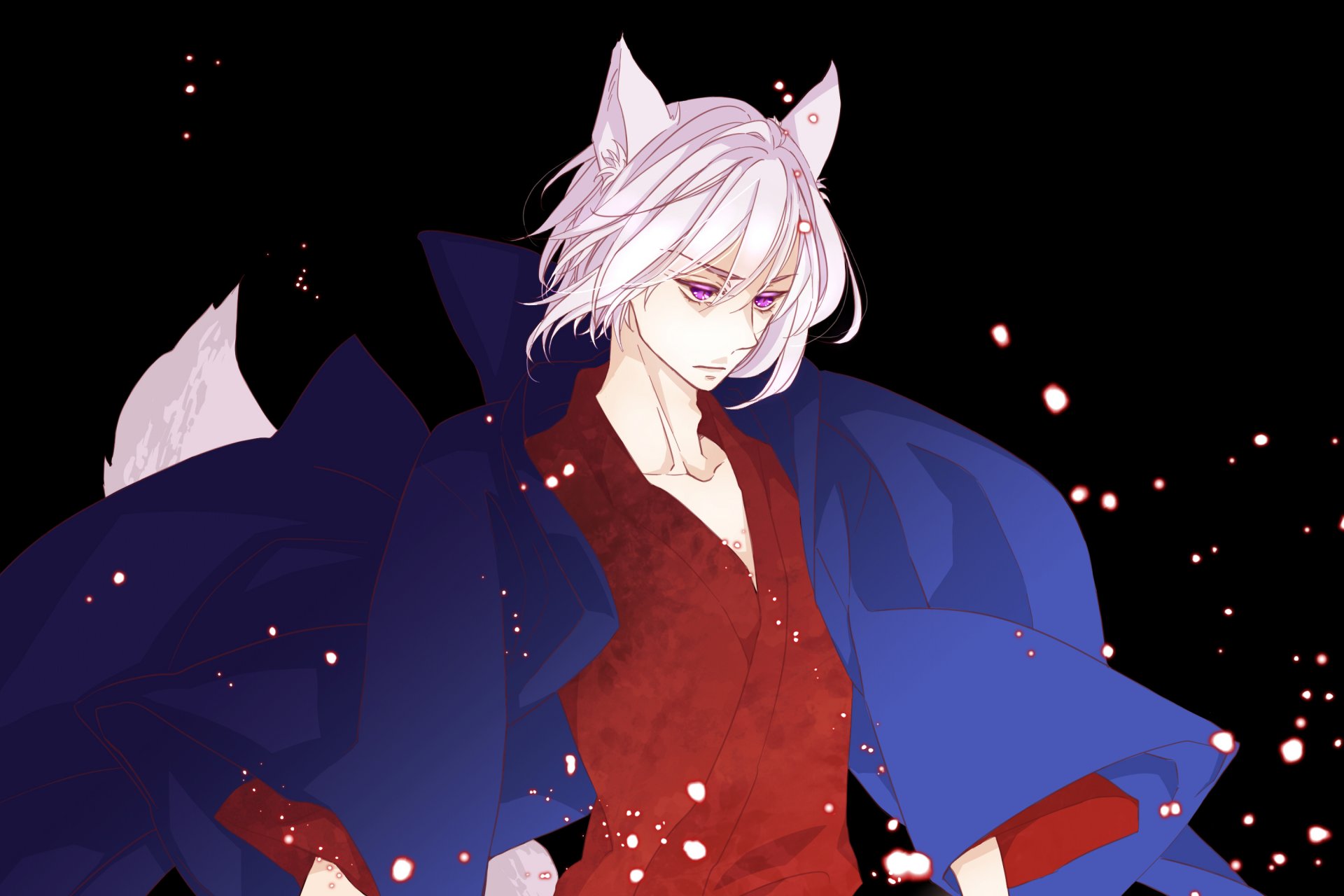 anime arte chico orejas fantasía tomoe zorro demonio muy agradable dios