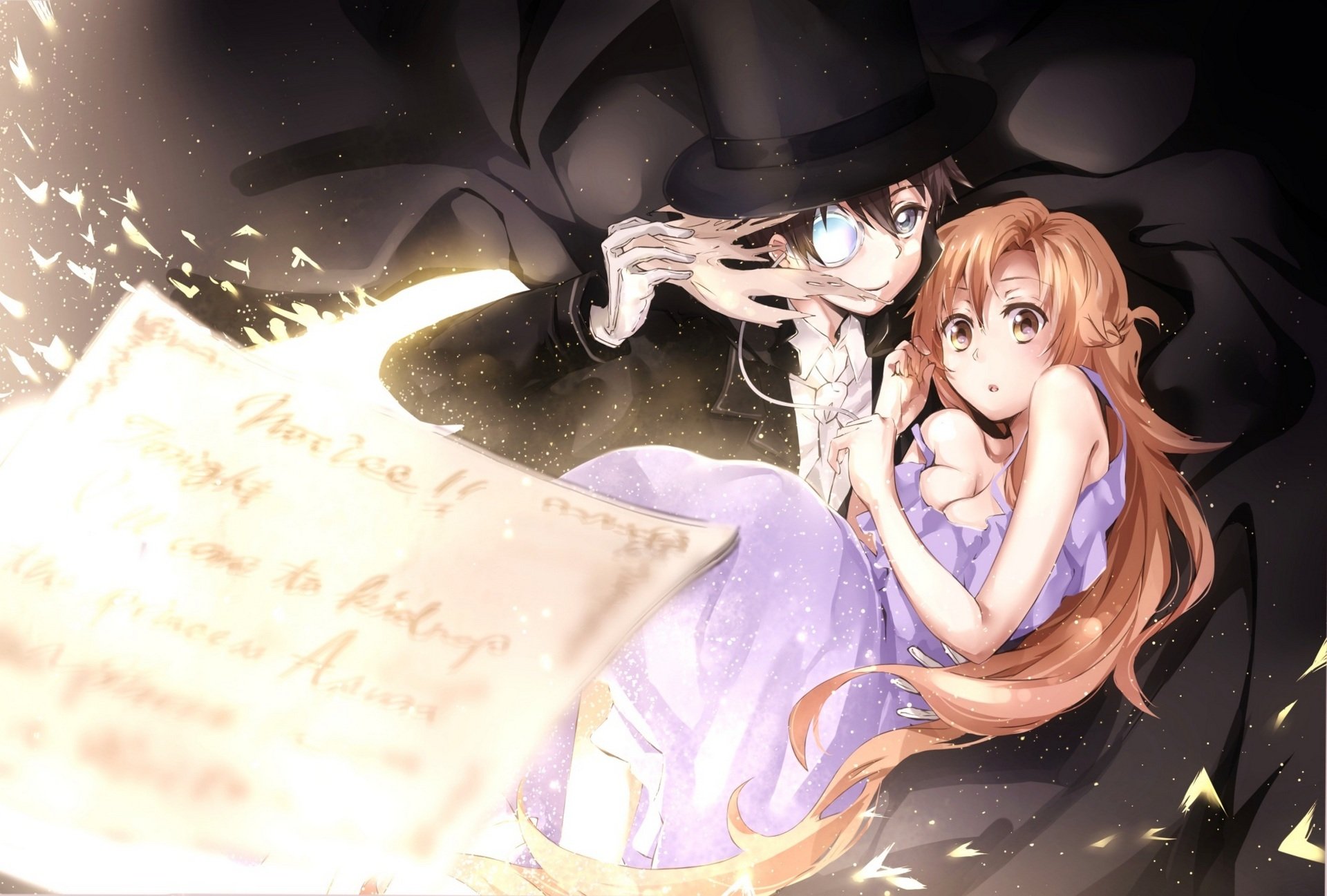 art conone anime sword art online kirigaya kazuto yuuki asuna girl guy magic sheet letter