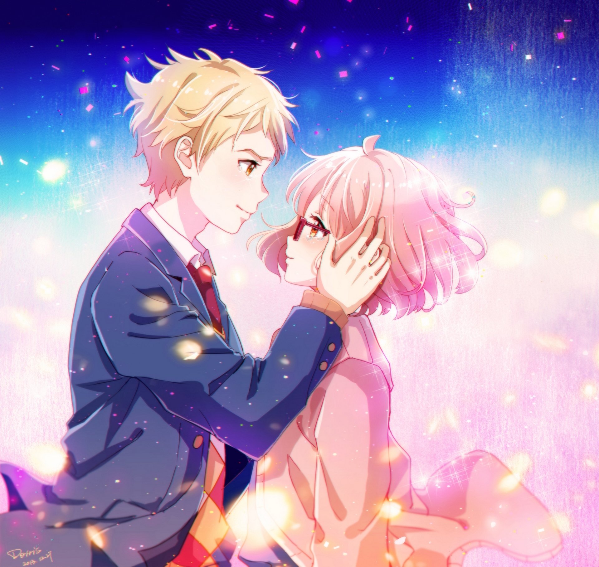 arte dorris anime non kyoukai non kanata kuriyama mirai kanbara akihito ragazza ragazzo occhiali due