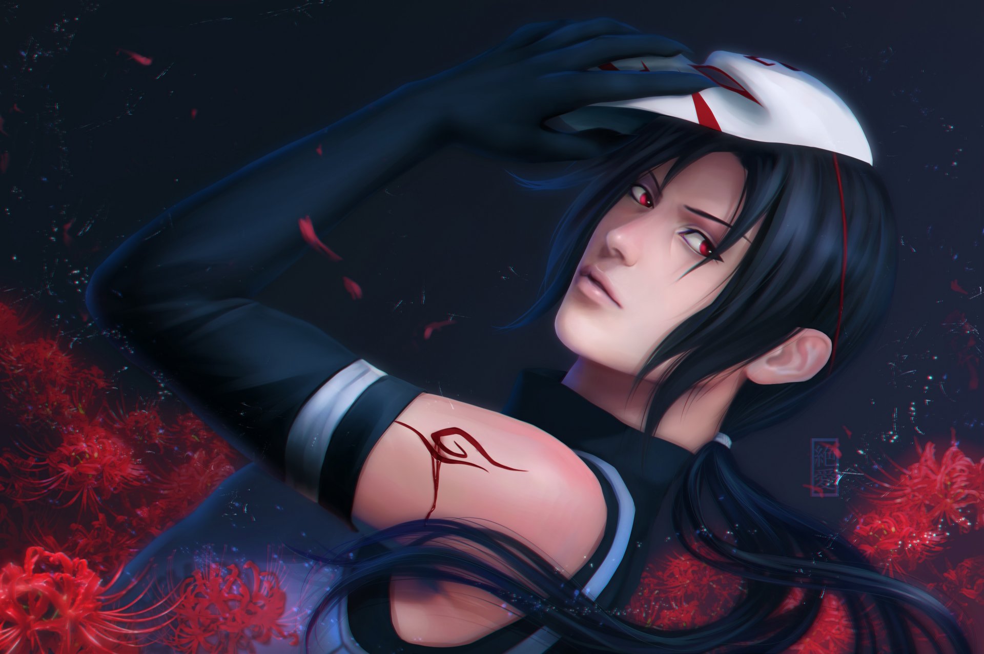 itachi uchiha anime art naruto masque vue