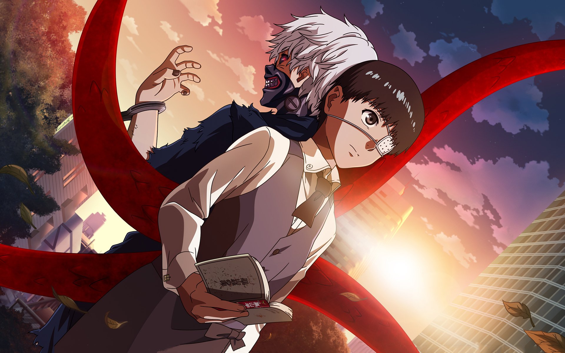 tokyo ghoul tokyo ghoul kaneki ken kaneki ken mask eyepatch red eye white hair anime