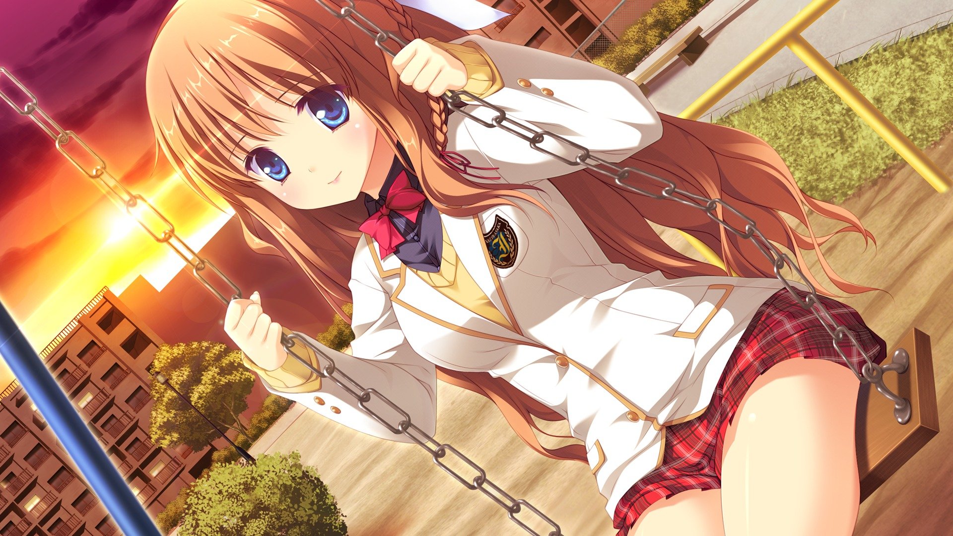 momento melty ori yuka gioco cg ragazza arrossire sorriso uniforme scolastica swing