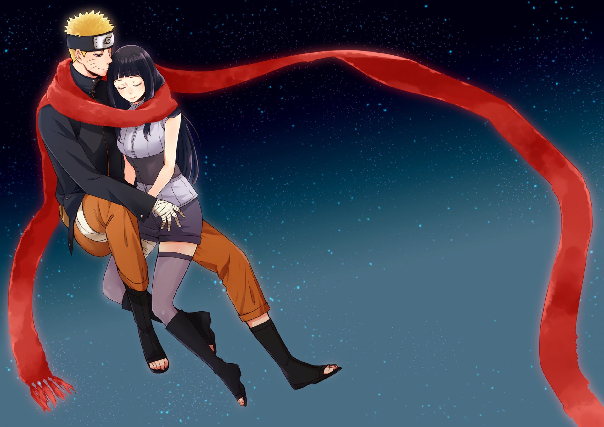 naruto arte naruto película más reciente hinata cielo estrellas bufanda