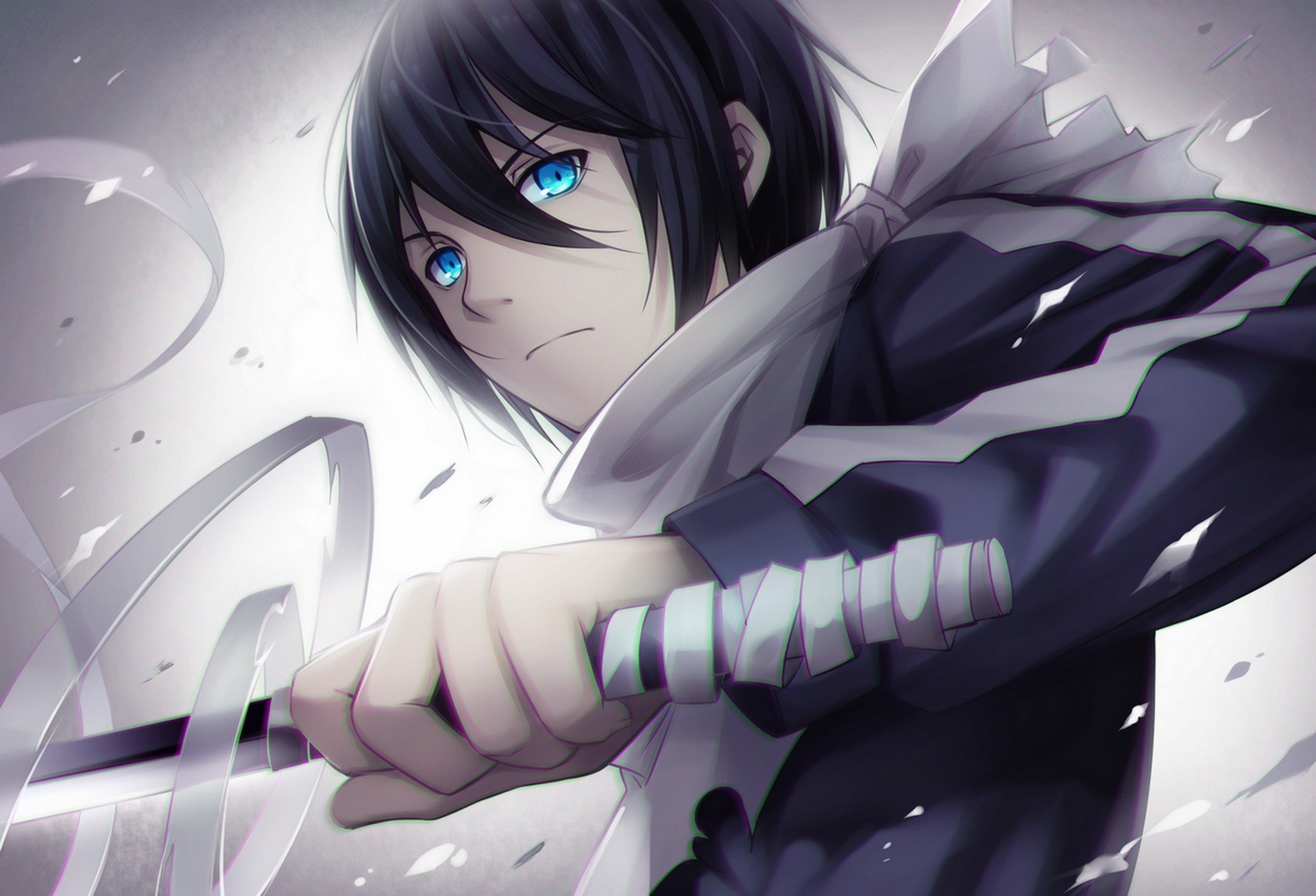 arte tidsean anime noragami yato ragazzo katana armi bende