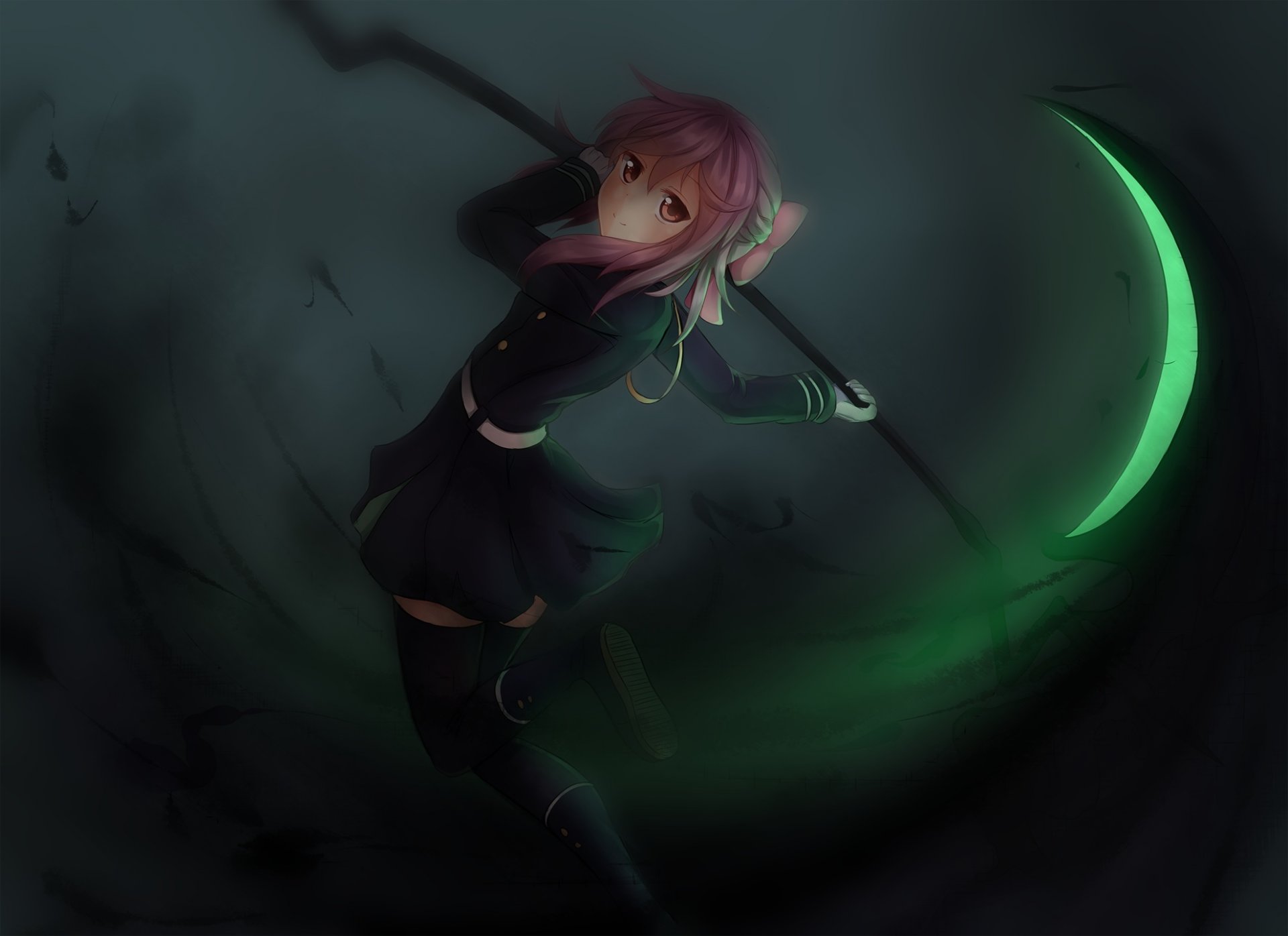 art onamae kun anime owari no séraphin hiiragi shinoa fille tresse arme