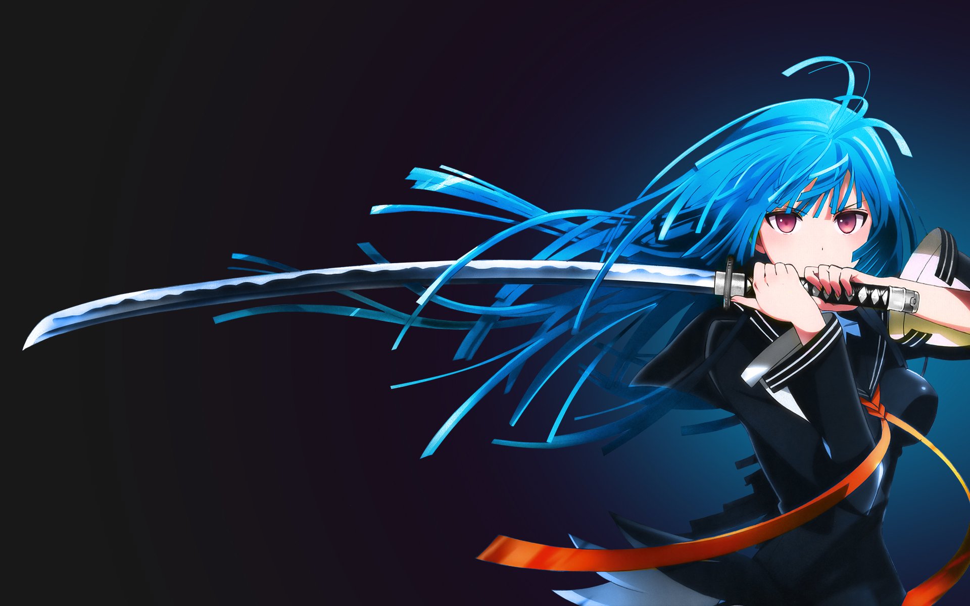 art assassinwarrior girl tendou kisara view weapon katana black bullet