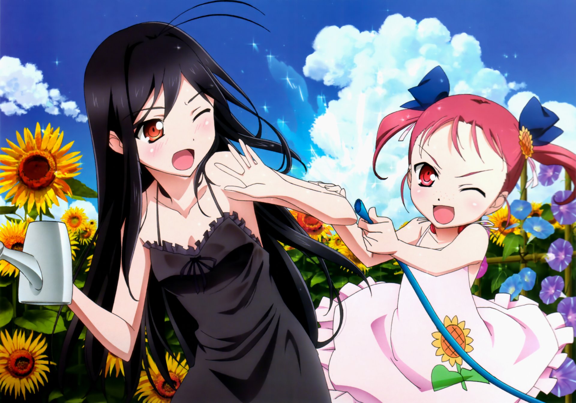 accel world kuroyukihime kouzuki yuniko girls summer hose lake sunflower