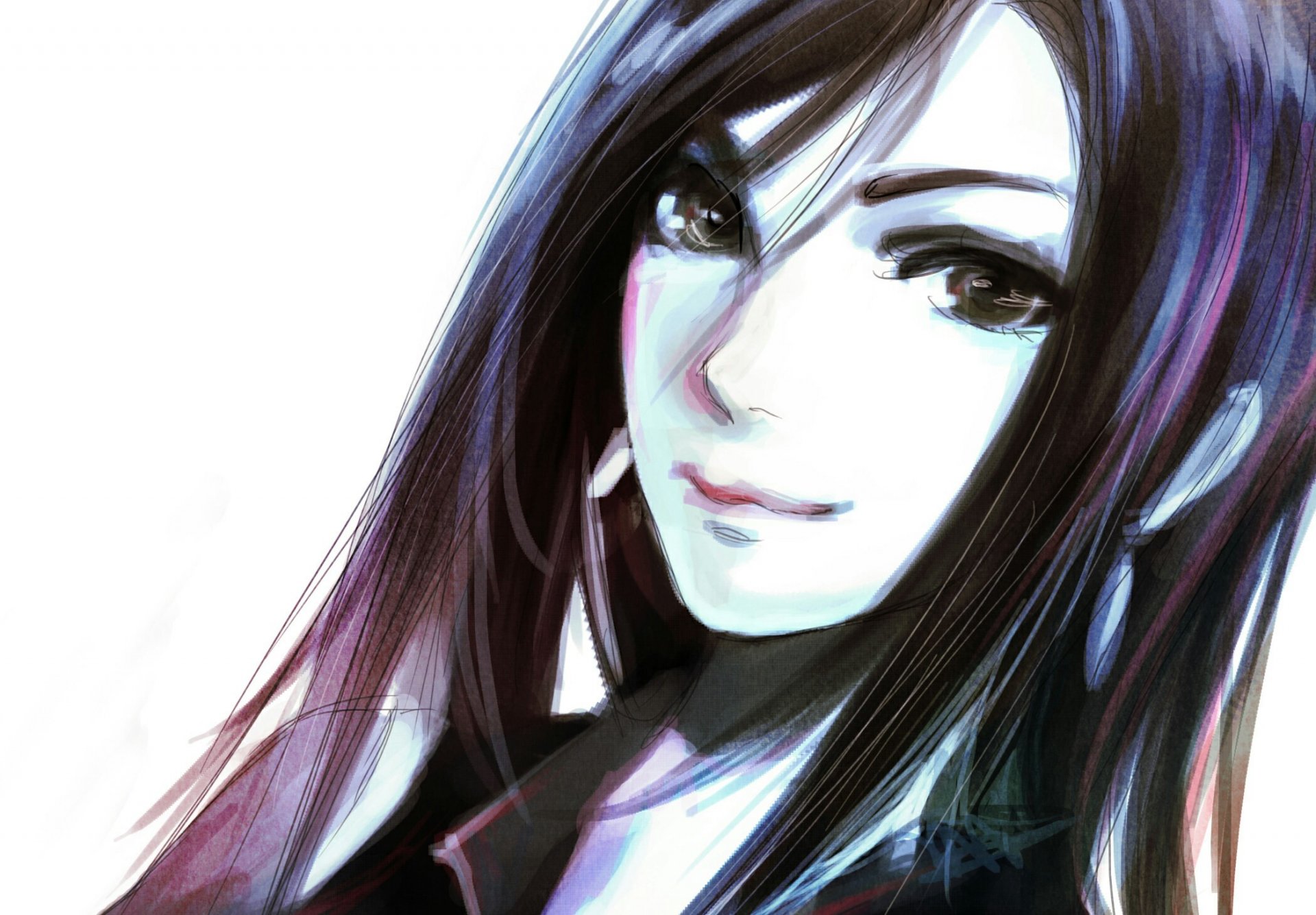 tifa lockhart fille visage regard sourire