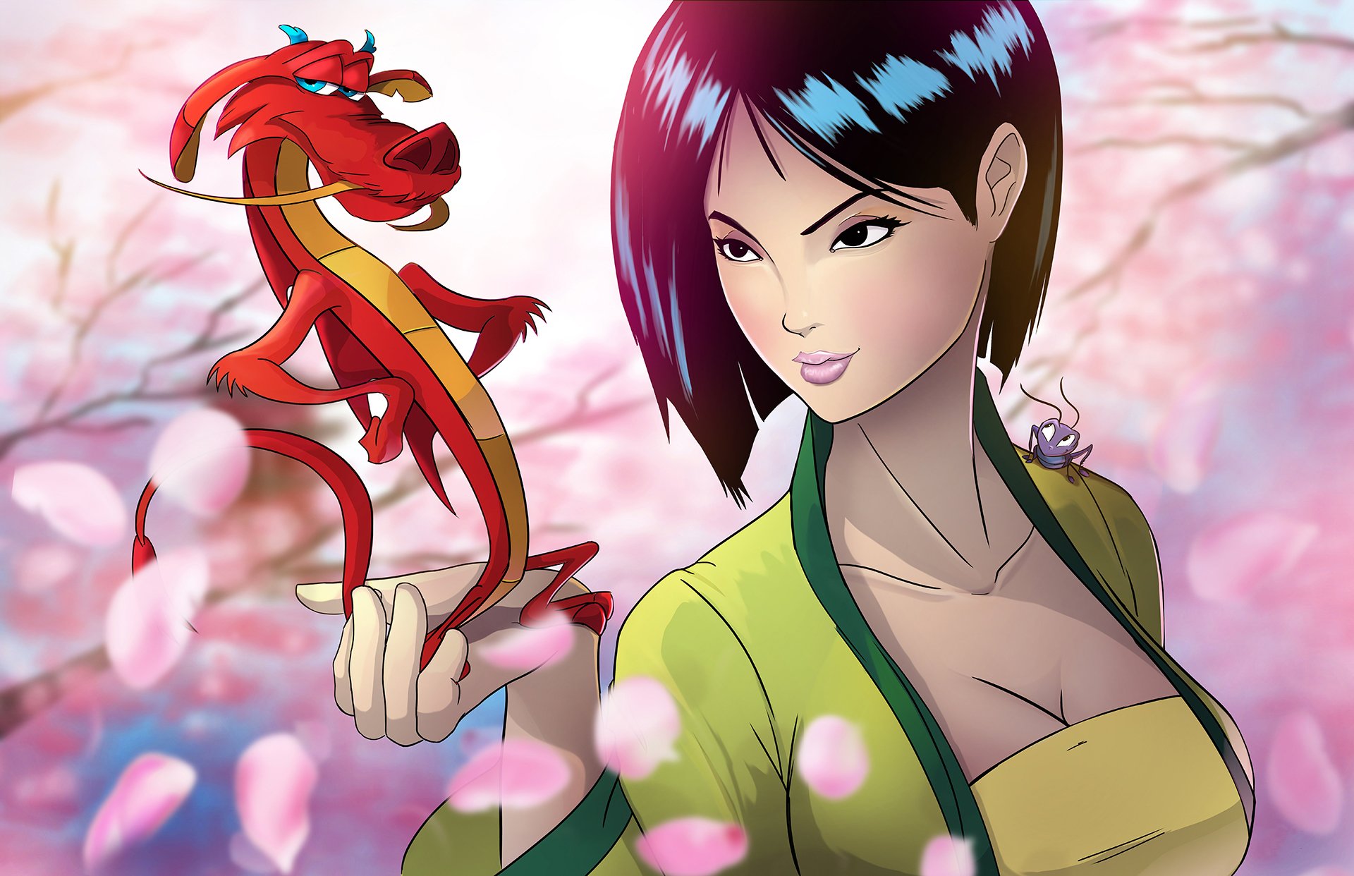 disney mulan principessa ragazza bellezza drago