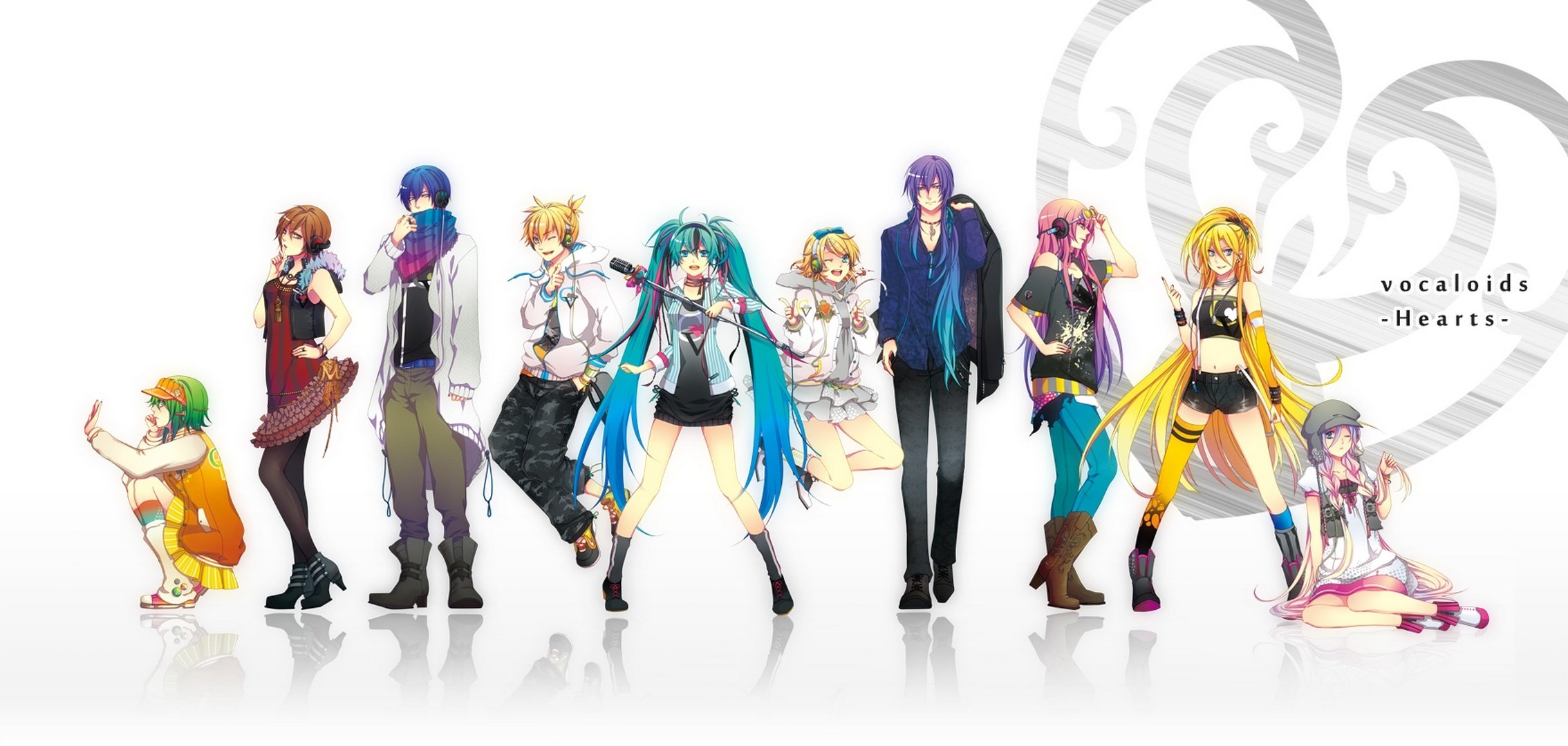 art domco vocaloid gumi meiko kaito kagamine len hatsune miku kagamine rin kamui gakupo megurine luka lily ia girls guys vocaloid microphone headphones glasse