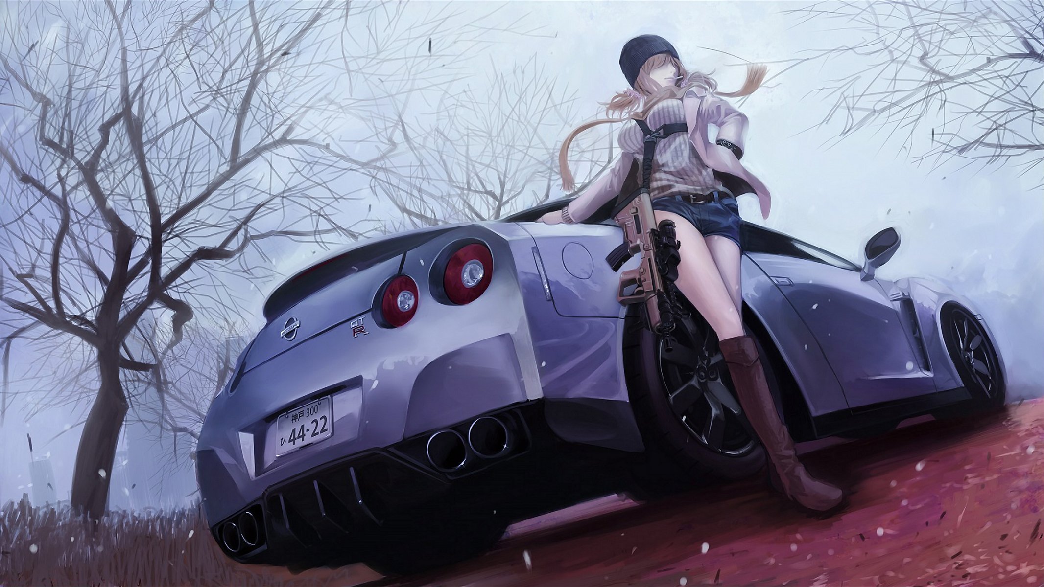 art terabyte rook777 girl vehicles machine nissan gt-r autumn anime