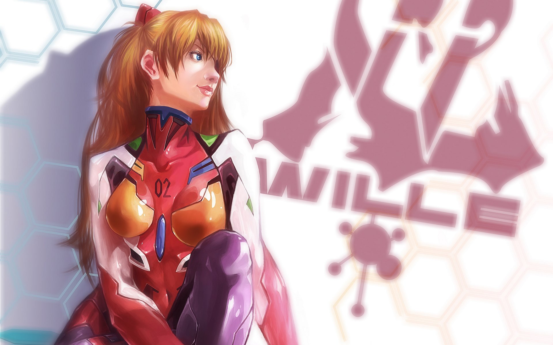 neon genesis evangelion asuka langley mädchen kostüm einfacher hintergrund