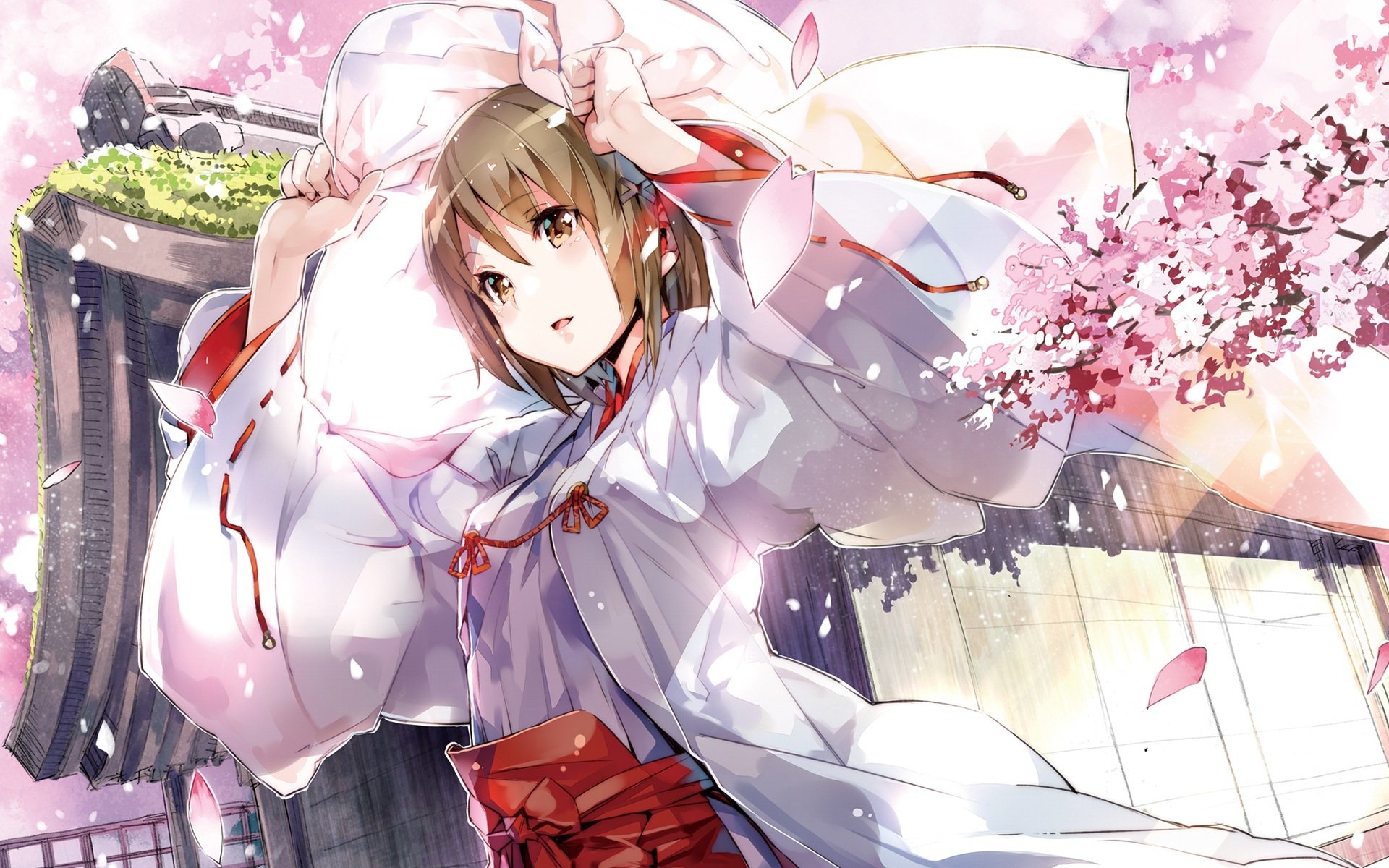 art yuugen yosuga no sora amatsume akira girl sakura street wind cloth