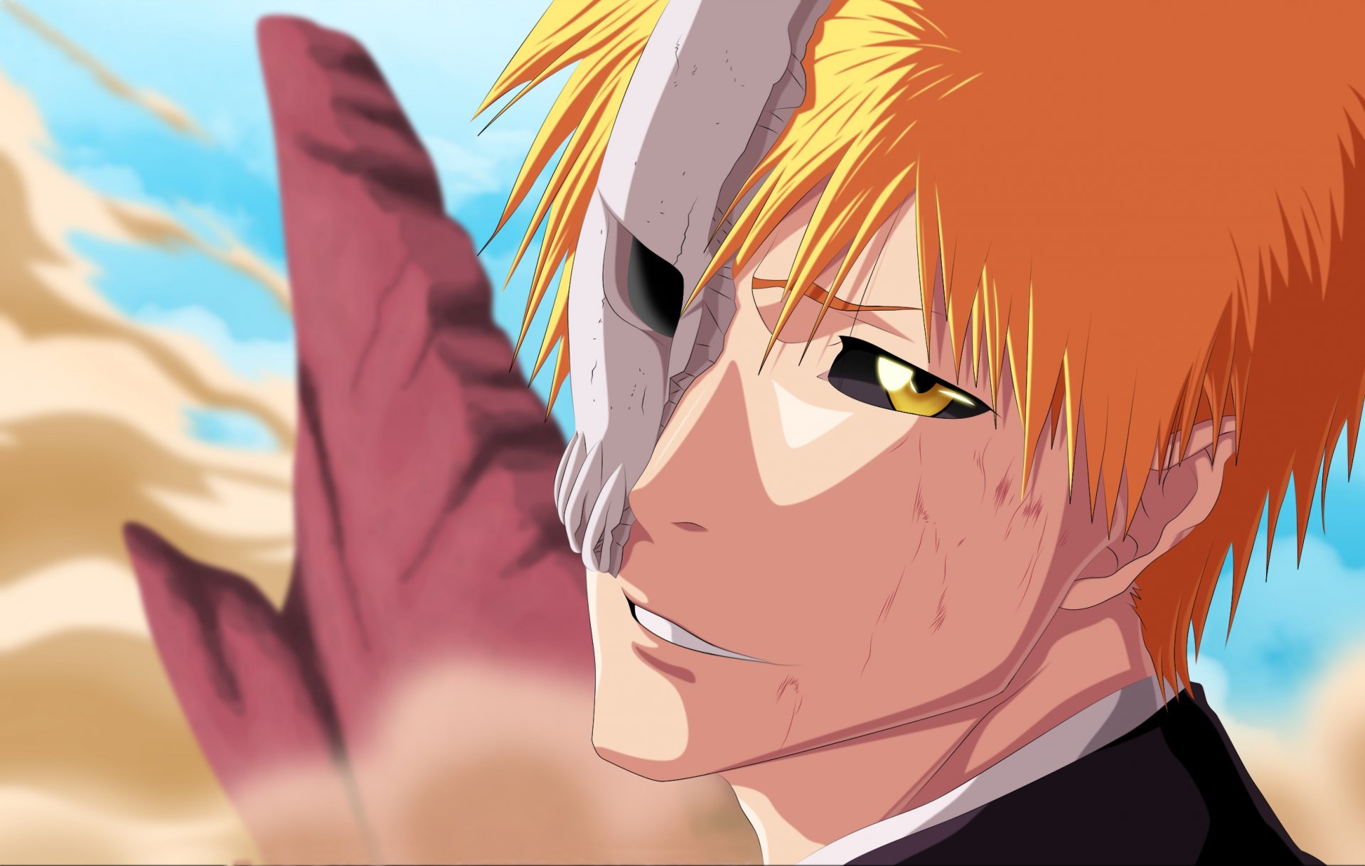 ichigo kurosaki shinigami anime sztuka wybielacz facet twarz maska wygląd