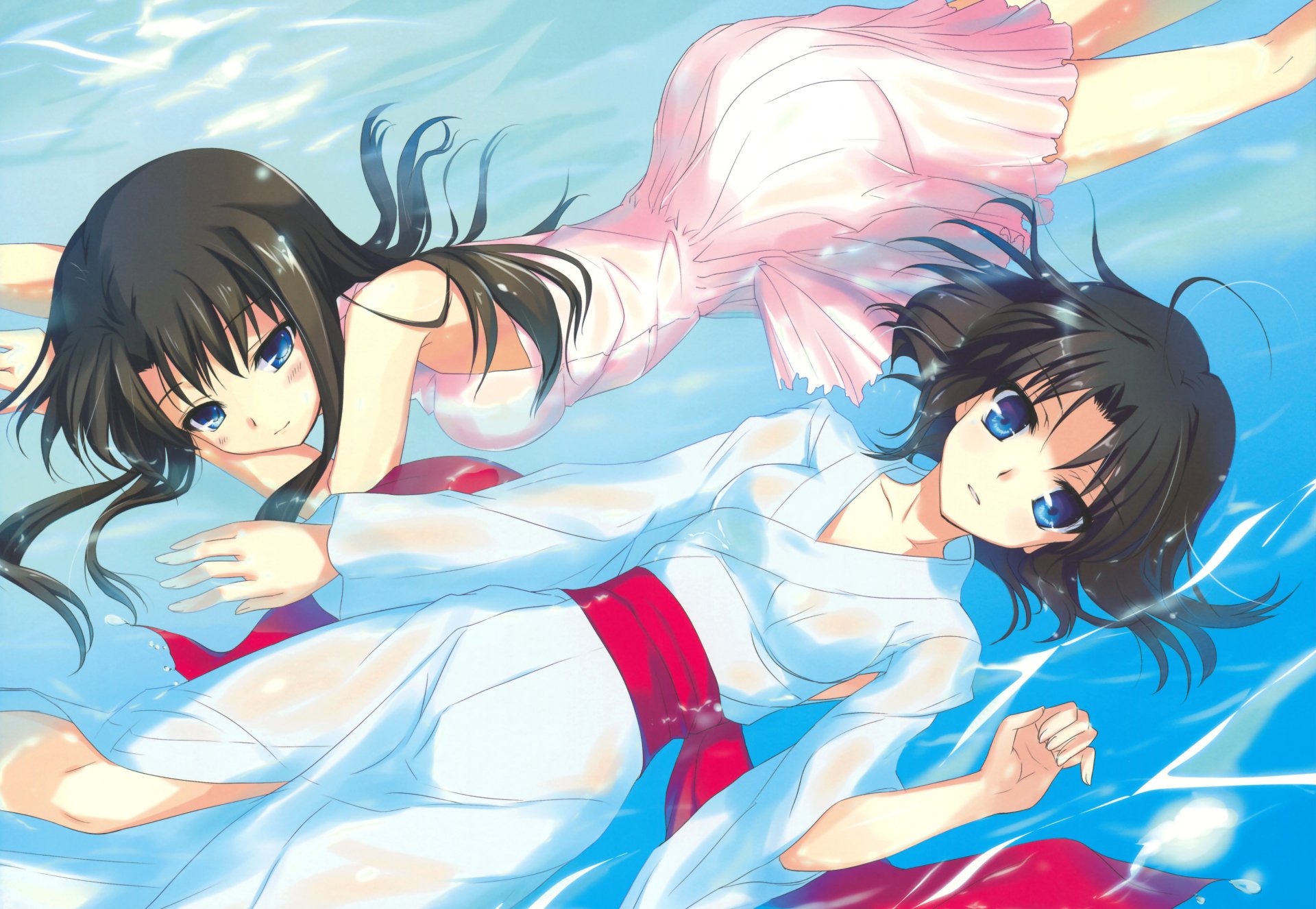 arte ame a yuki anime sin llaves kara kyoukai frontera del vacío ryougi shiki kokutou azaka niñas vestido agua